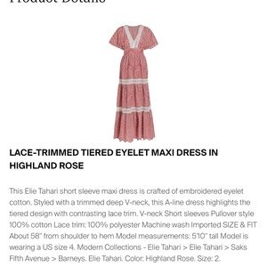 Elie Tahari Pink Lace-Trimmed Maxi Dress